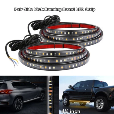 2x 48" Blanco/Ámbar Tabla de Correr Paso Lateral Tira de Luz LED Señal de Giro Barra DRL Foto 1 de 4