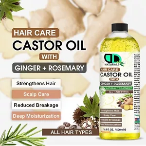Hair Care Castor Oil with Ginger & Rosemary Oil - Growth, Strength and Nourish - Picture 1 of 27