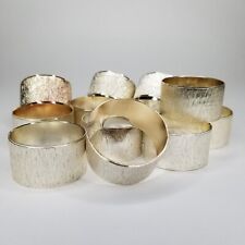 Shiny Gold And Silver Color Metal Textured Napkin Rings Set Of 12