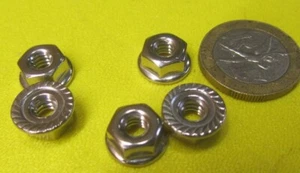 304 Stainless Serrated Flange Nut, RH, 10-24 x 3/8" W, 7/32" H 100 Pcs - Picture 1 of 15