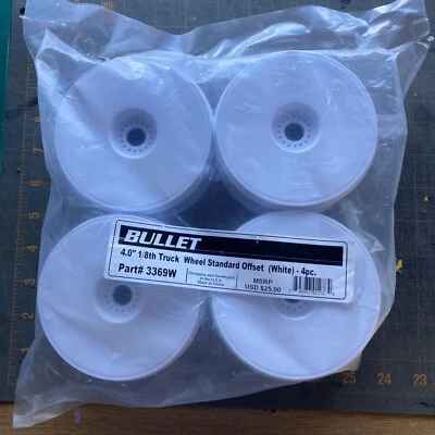 JConcepts Bullet 4.0" Standard Offset 1/8 Truck Wheels 4 White 3369W rc - Image 1 of 3