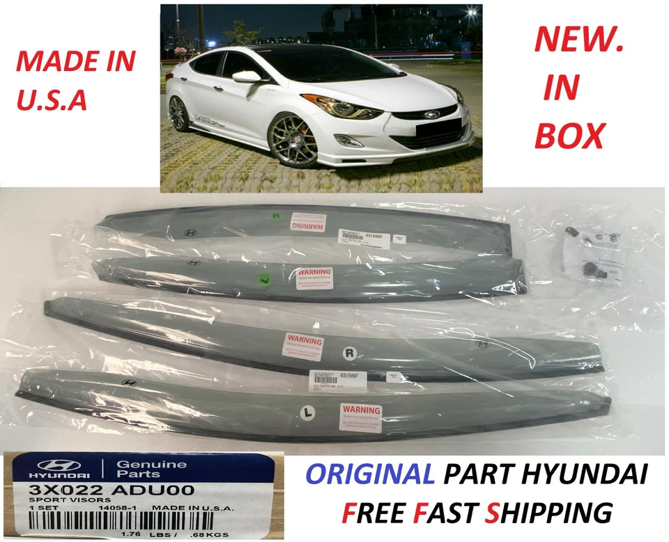 Hyundai Elantra 2011-2016 Side Window Vent Visor Sun Rain Deflector Guard OEM - Image 1 of 4