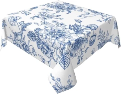 Mantel Floral Azul 54 X 54 Pulgadas Cuadrado Chinoiserie Flores Mesa Decorativa  Foto 1 de 4