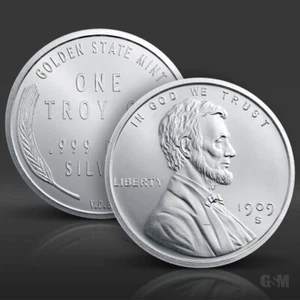 1 oz Lincoln Wheat Cent Silver Round .999 fine Silver Bullion 1 Troy Ounce - Picture 1 of 3