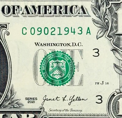 September 2nd 1943 or 9th February Uncirculated Birthday Dollar Fancy Serial - Image 1 of 3