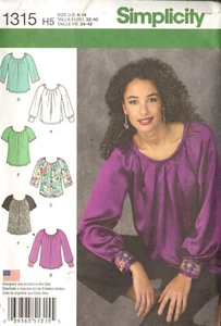 Simplicity 1315 Sewing Pattern Women's Pullover Blouse Size 6-14 Uncut - Picture 1 of 2