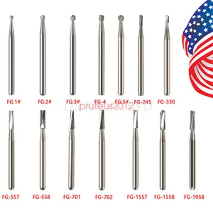 10-100Pcs Dental Carbide Burs for High Speed Handpiece Round Cone Bur Diamond FG - Picture 1 of 228