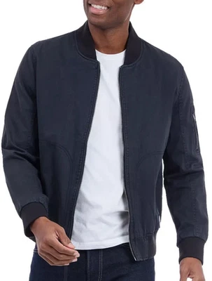 Chaqueta Bomber Lucky Brand Para Hombre Bolsillos con Cremallera Completa Azul M Foto 1 de 3