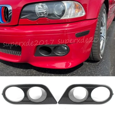 Paar Carbon-Optik Nebelscheinwerfer Abdeckung Blende Rahmen Für BMW E46 M3 01-06 - Image 1 of 4