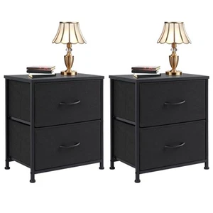 2Pcs Nightstands with 2 Fabric Drawers End Table Bedside Table for Bedroom - Picture 1 of 18