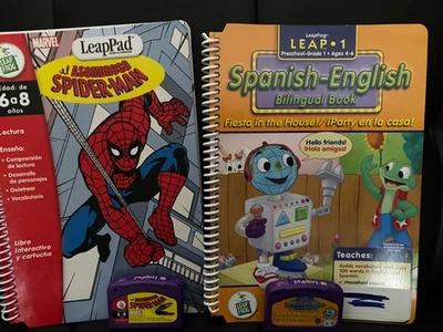 Lot of 2 Leapfrog LeapPad  Spanish-English Bilingual Book Cartridge Spiderman - Image 1 of 4