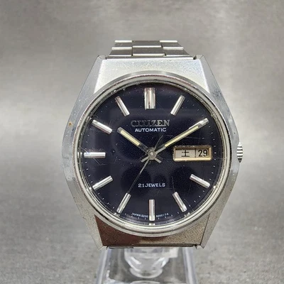 Citizen Automatic Watch Men 36mm Blue Dial Silver Tone Daydate Round Runs - Image 1 of 4