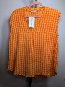 Jodifl ärmellose Bluse Gingham orange kariert kariert Damen Größe Medium - Bild 1 von 7
