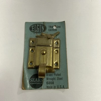 Vintage Elgin Sears Transom Catch 6088 Brass Plated Steel New Old Stock - Image 1 of 3