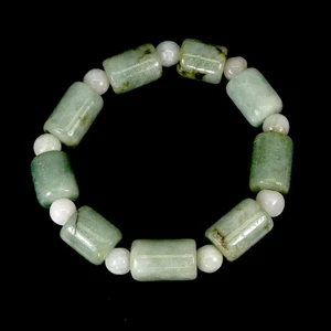 Elastic Bead Bracelet Jadeite Jade 17x11mm Handicraft Gemstone Jewelry 7.3 Inch - Picture 1 of 13