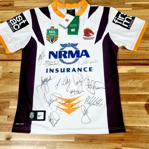 Brisbane Broncos Signed Autographed 2014 Nike Home Heritage Jersey BNWT Size L - Foto 1 di 20
