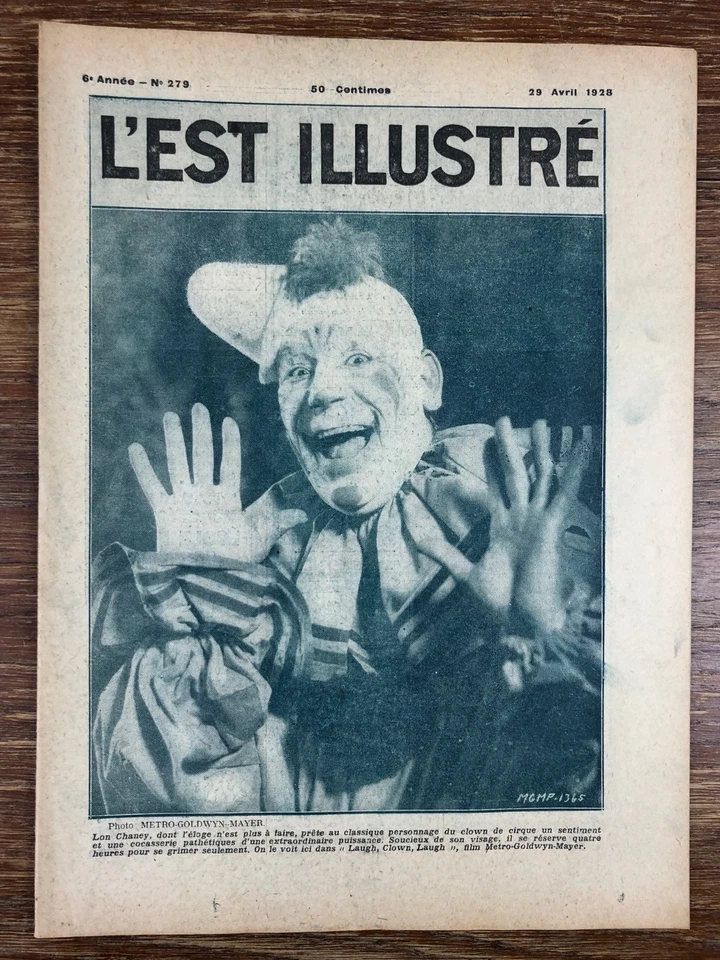 Revue L'EST ILLUSTRE (Année 1928)   Cover LON CHANEY Laugh Clown Laugh - Immagine 1 di 1