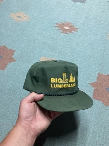 Vintage 90s SnapBack hat cap Big L lumberland Michigan lumber yard forest green - Picture 1 of 7