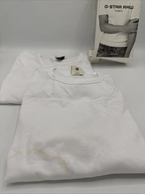 Camiseta G-Star Paquete Doble Cuello Redondo Camiseta Calce Ajustado Pequeña Blanca!!!LEER SUCIO!!! Foto 1 de 4