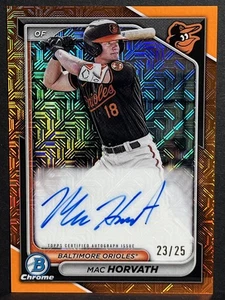 2024 Bowman Chrome Prospect Mega Mac Horvath Orange Refractor Auto 23/25 #BMA-MH - Picture 1 of 2