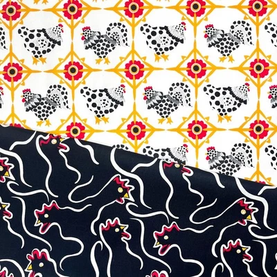 Chicken Fabric Fowl Play Made from Scratch by Luella Doss FreeSpirit 100% Cotton - Image 1 of 4