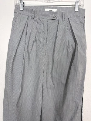 Pantalone Suoli donna IT 42 grigio bianco gessato plissettato gamba larga Made Italy - Immagine 1 di 4