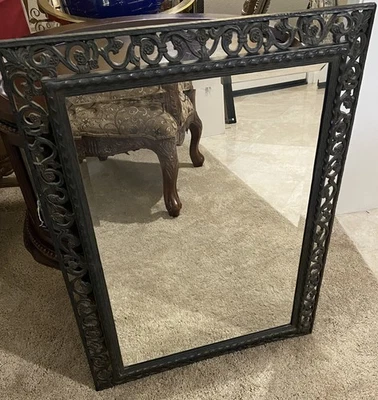 Espejo Ventana 26x35 Negro RÚSTICO, VIDRIO BISELADO ~ COLGANTE VERTICAL O RECTANGULAR Foto 1 de 4