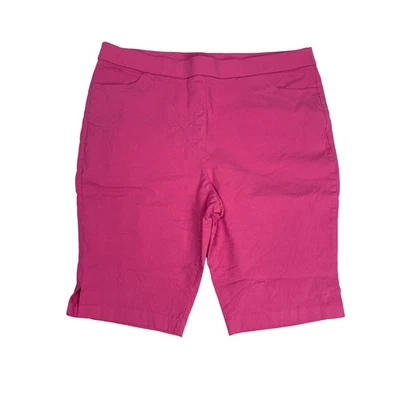 Alfred Dunner Women's Pink Bermuda Pull On Shorts Size 18 Casual Comfy - Image 1 of 4