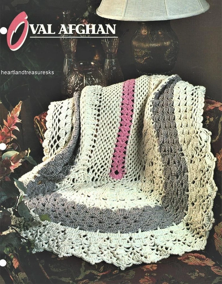 Oval Afghan   Annie's Attic Afghan Crochet Pattern Leaflet - Image 1 of 1