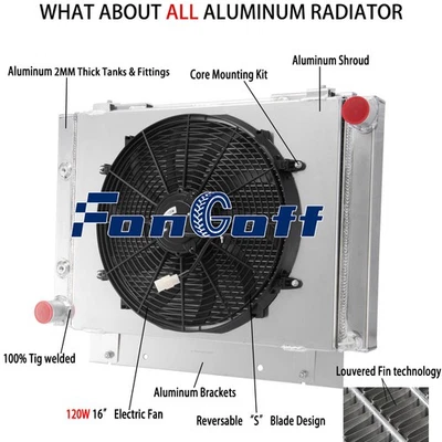 3 Row Aluminum Radiator Shroud Fan For 1960-1963 Ford Galaxie 500 500XL L6 V8 - Image 1 of 4