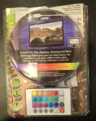 Good Earth LED USB Color Tape Light Kit 7-FT with Remote*394 - Image 1 of 3
