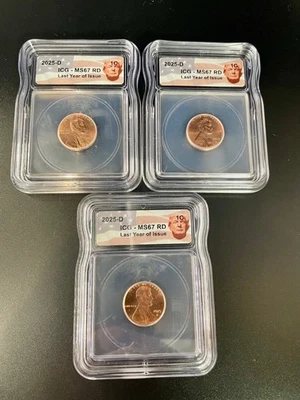 2025-D ICG MS67 RD – Last Year of Issue – Lot of 3 - Image 1 of 2