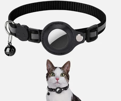 AirTag Collar para Gato Reflectante Etiqueta de Aire Perro Mascota Collar con Campana Seguridad Rompible Foto 1 de 4
