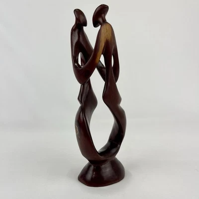 Escultura de boda de madera tallada a mano para amantes bailarines pareja madera dura 9" Foto 1 de 4