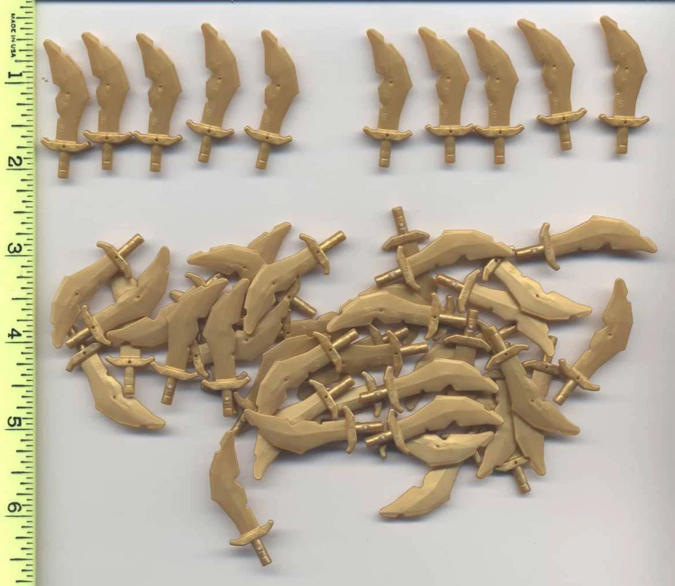 LEGO Ninjago 2x Dark Tan Minifig Weapon Sword Scimitar With Nicks 70752 70753