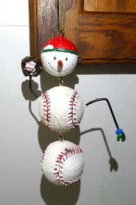 Baseball hängender Schneemann Ornament Handschuh Sport Saison oder Weihnachtsbaum 1998 - Bild 1 von 4
