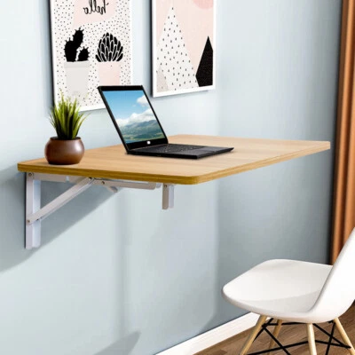60 x 40cm Wall Mounted Floating Folding Drop Leaf Dining Table Small Wooden Desk - Image 1 of 4