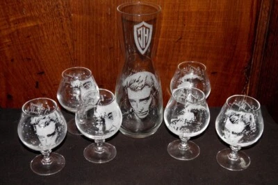 Très beau service de verres à vin gravé à la main par Artisan  "Johnny Hallyday" - Photo 1/4