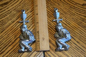 Vintage PAIR Door Knocker Drunken Man With Spirit Bottle Holding Onto Lamp Post - Picture 1 of 3