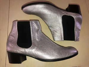 Modern Vice Silver Leather Boots EU 40 1/2 US 9.5 - Picture 1 of 10