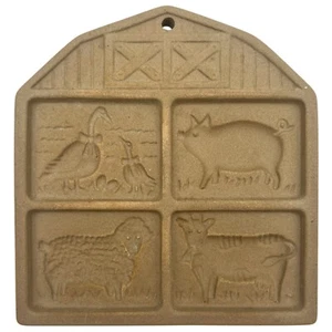 Molde para galletas de gres Pampered Chef Farmyard Friends 1994 gansos cerdo oveja vaca - Imagen 1 de 5