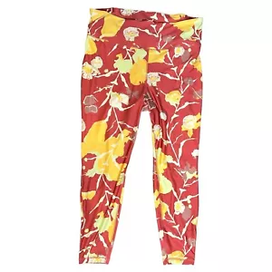 Leggings donna Reebok vita alta taglie forti 3X Speedwick floreale elasticizzato giallo - Foto 1 di 11