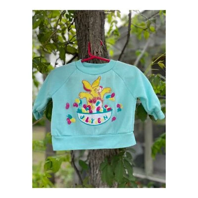 Suéter Pastel Años 80 Snugabye Polar Cuello Redondo Verde Menta Conejito Jellybean Pascua Foto 1 de 4