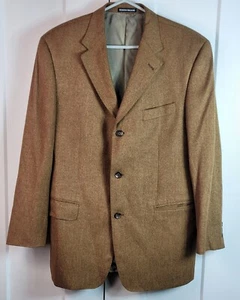 VTG BIELLA Italy Soft Blazer Coat 40R Brown Silk Wool Blend Tweed Jacket - Picture 1 of 12