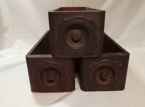 3 ANTIQUE WOOD WOODEN SEWING MACHINE DRAWERS Cover