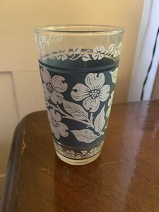 Vidrio de corchete de anclaje con flores azules y blancas vintage - Imagen 1 de 2