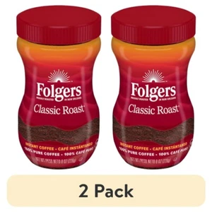(2 pack) Folgers Classic Roast Instant Coffee, 8 oz Jar - Picture 1 of 11
