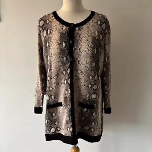 Principles Ben de Lisi Beige Black Animal Snake Print Cardigan Sine Knit Size 20 - Picture 1 of 11