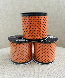 New! Halloween Pumpkin Orange Polka Dot RIBBON 2.5” x 9'FT Wreaths Crafts Bows - Picture 1 of 4