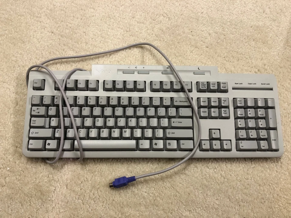 Sony Vaio Windows Full Size Keyboard (PCVA-KB4P/U) PS2 6-Pin Plug Gray Clicky - Image 1 of 1